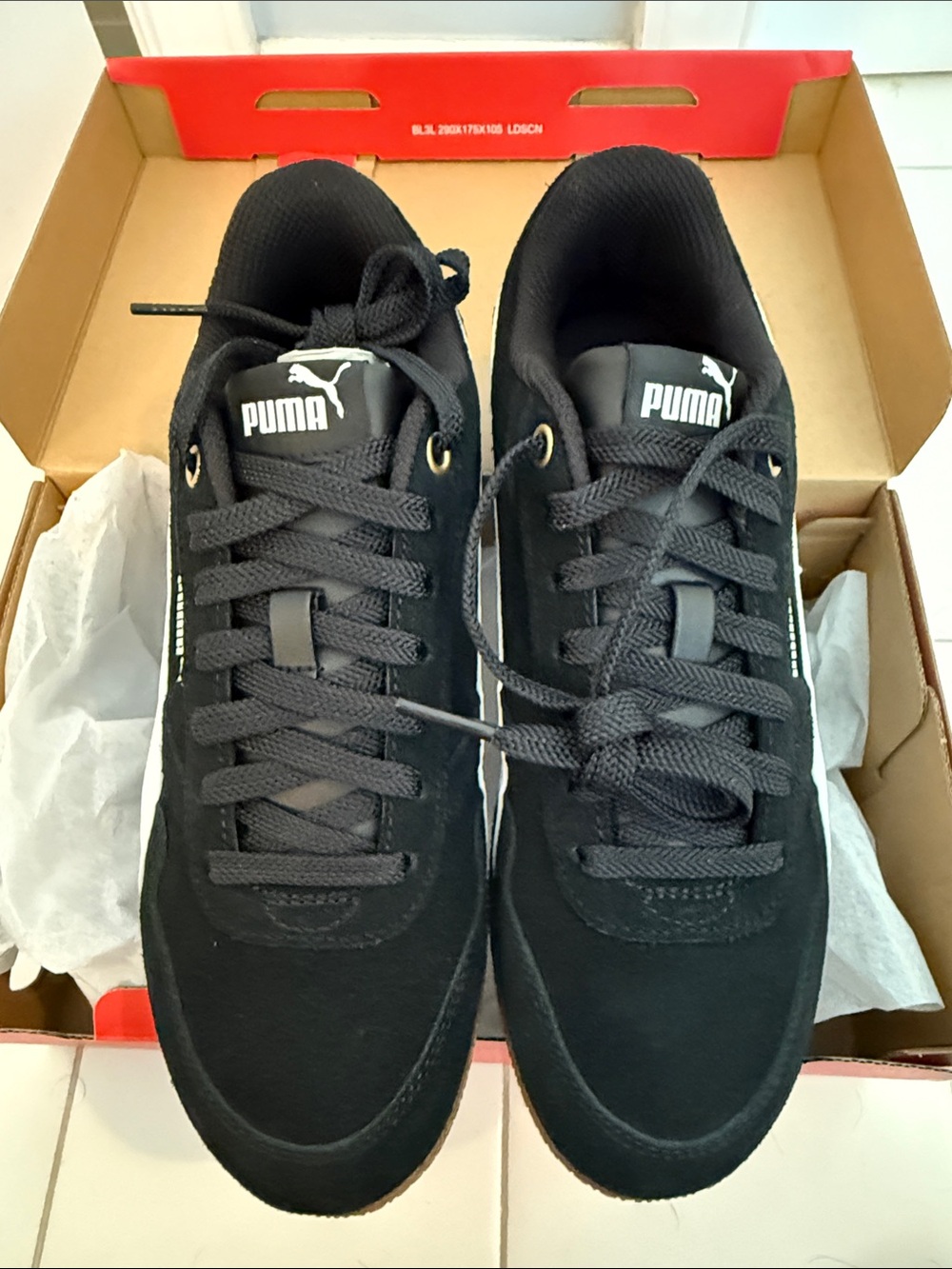 New Puma Black Suede Bella Donna Sneakers with White Formstrip - Picture 8 of 9